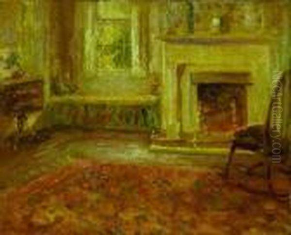 Sitting Room With Fireplace Oil Painting by William Glackens