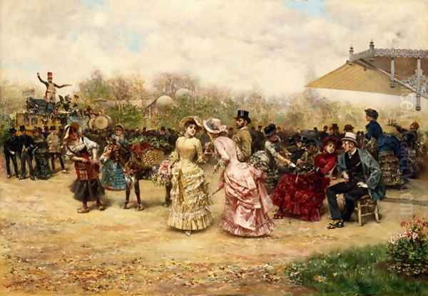 The Flower Sellers 1883 Oil Painting by Ludovico Marchetti