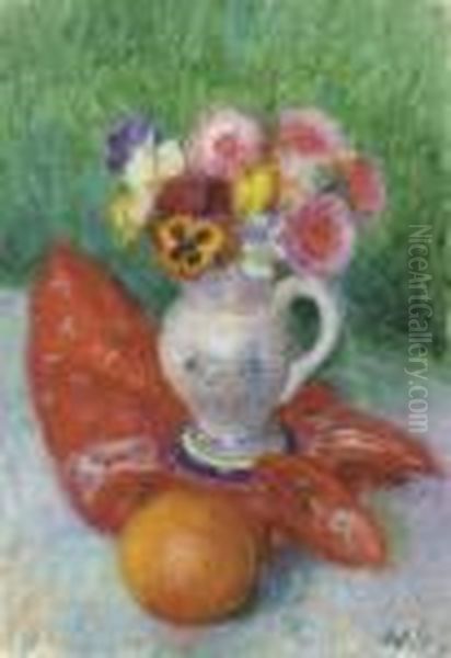 Still Life With Vase Of Flowers Oil Painting by William Glackens