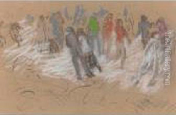 Skaters Oil Painting by William Glackens