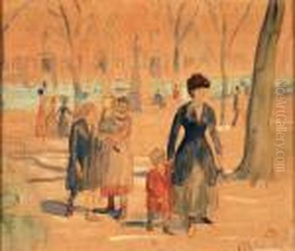 In The Park (washington Square) Oil Painting by William Glackens