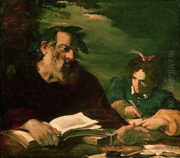 Homer Dictating his Poem Oil Painting by Pier Francesco Mola