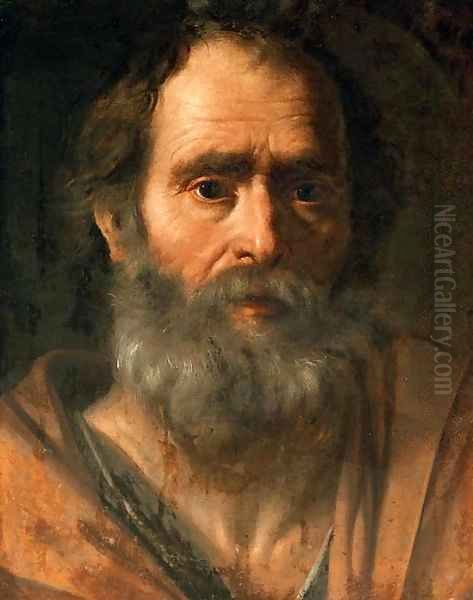 Portrait of a bearded man as an Apostle (Saint Peter) Oil Painting by Pier Francesco Mola