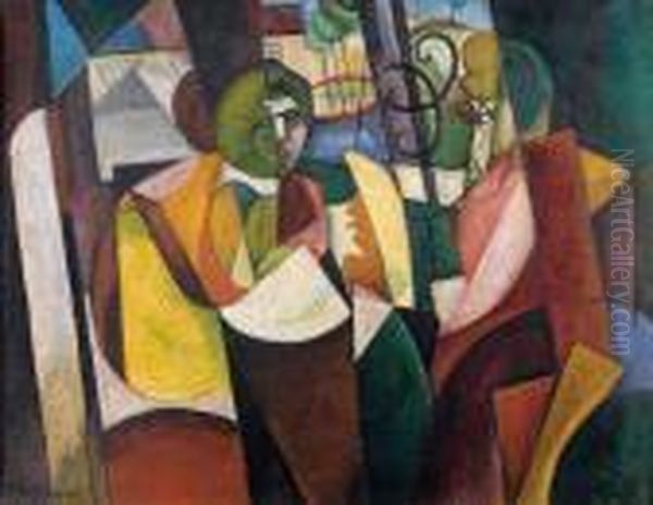 La Mere Et La Soeur D'albert Gleizes Oil Painting by Albert Gleizes