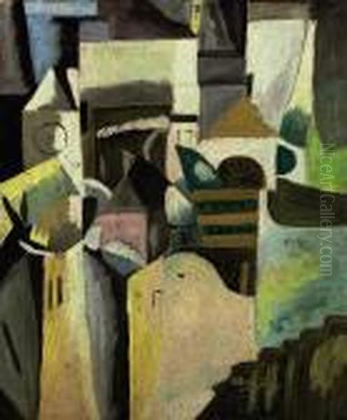 Composition Avec Maison Et Eglise Oil Painting by Albert Gleizes