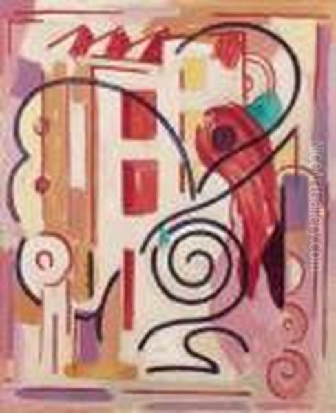 Composition A Spirale Blanche Et Rouge, Ou Composition, Circa 1950 Oil Painting by Albert Gleizes