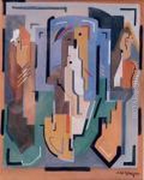 Trois Personnages Oil Painting by Albert Gleizes