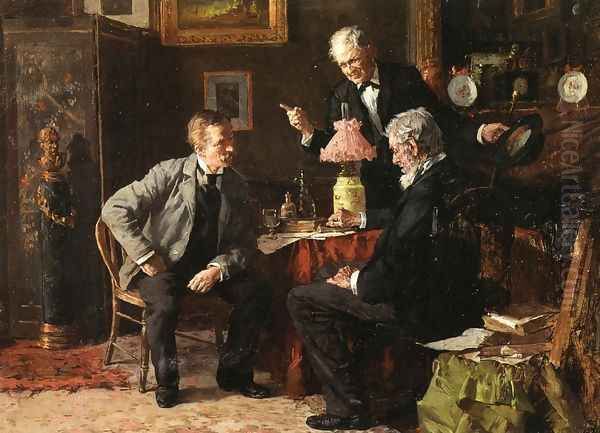 A Notty Question Oil Painting by Louis Charles Moeller