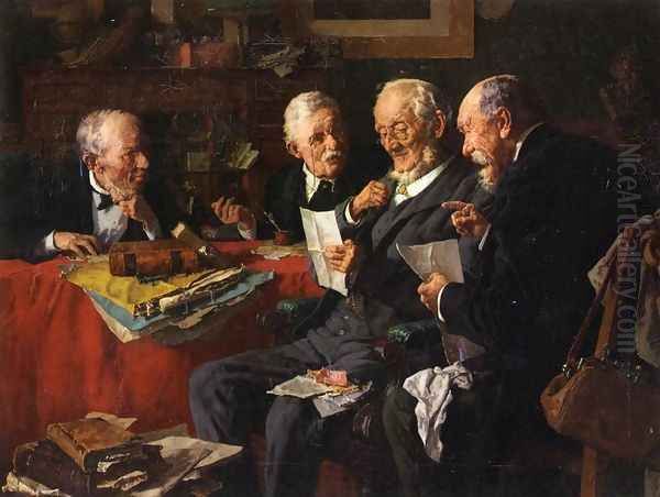 Reading the Will Oil Painting by Louis Charles Moeller