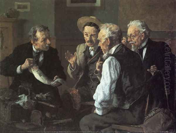 Discussing the Catch Oil Painting by Louis Charles Moeller