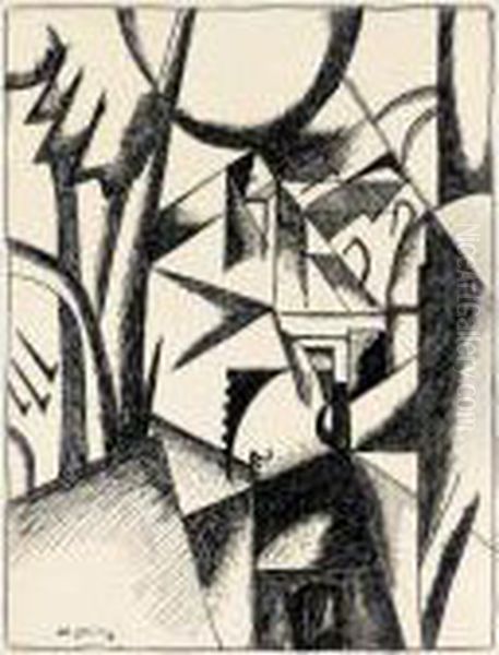 Etude Pour 'paysage Avec Moulin' Oil Painting by Albert Gleizes