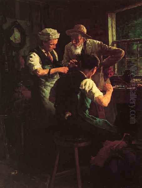 At the Blacksmith's Oil Painting by Louis Charles Moeller