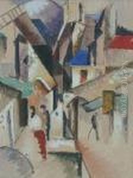 Scene De Village Oil Painting by Albert Gleizes