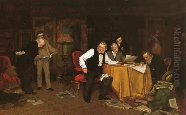 The Bibliomaniacs Oil Painting by Louis Charles Moeller