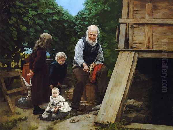 Grandfather's Pleasure Oil Painting by Louis Charles Moeller