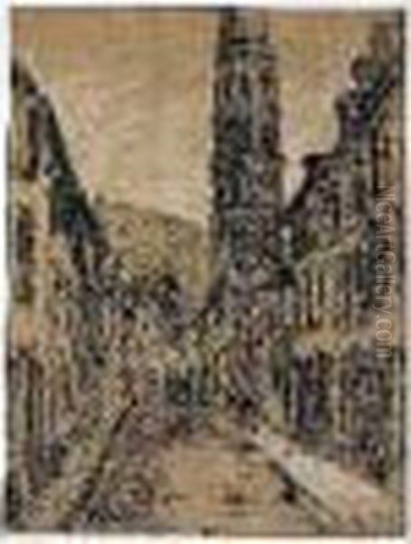 Crayon Noir, Aquarelle, Et 
Pastel Sur Papier Signe Et Date 1908 En Bas A Droite, Et Dedicace 