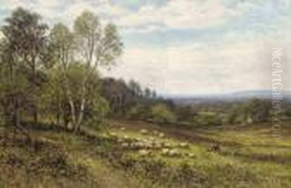 A Shepherd With His Flock Oil Painting by Alfred Augustus Glendening