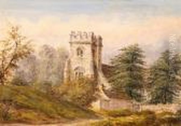 St. Mary-le-ghyll Church, Barnoldswick, Lancashire Oil Painting by Alfred Augustus Glendening