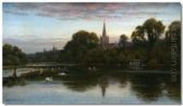 View Of Marlow On Thames Oil Painting by Alfred Augustus Glendening