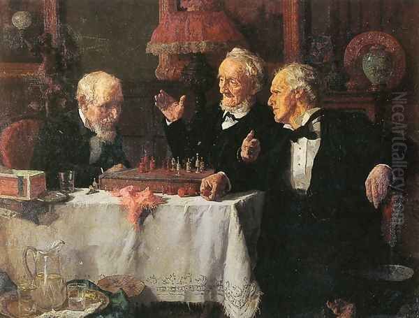 The Chess Game Oil Painting by Louis Charles Moeller