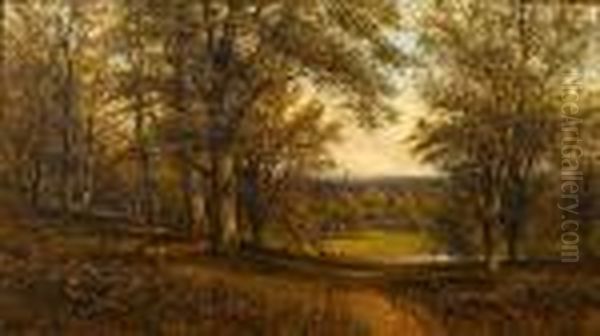 Windsor Great Park, With Windsor Castle Beyond Oil Painting by Alfred Augustus Glendening