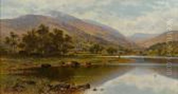 Cattle Watering Oil Painting by Alfred Augustus Glendening