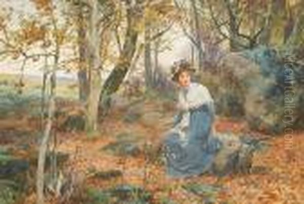 An October Morning Oil Painting by Alfred Augustus Glendening