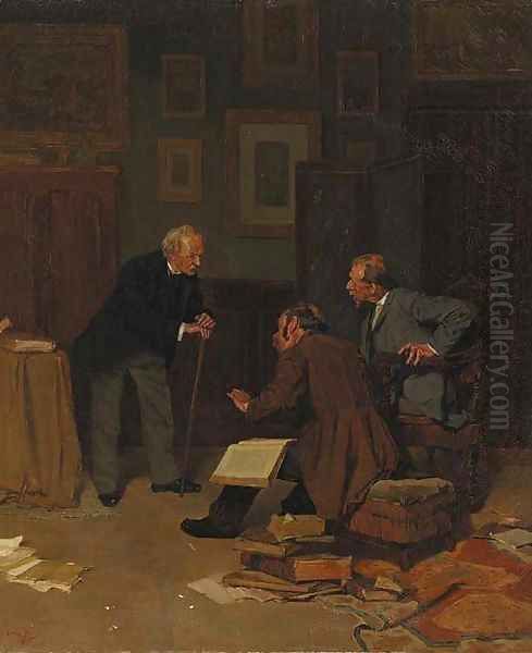 The Book Dealer Oil Painting by Louis Charles Moeller