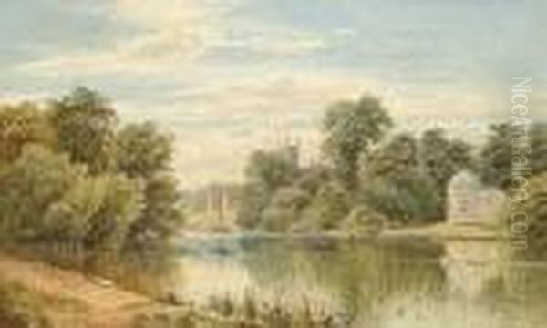 Hampton On Thames With Garrick's Temple Oil Painting by Alfred Augustus Glendening