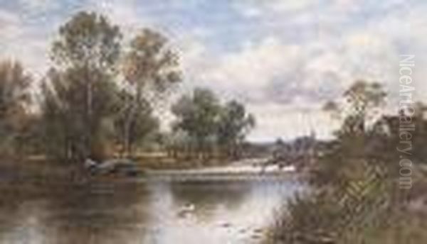 On The River Ouse, Surrey Oil Painting by Alfred Augustus Glendening