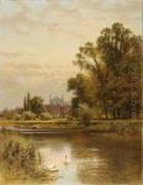 On The Thames With Eton Beyond Oil Painting by Alfred Augustus Glendening