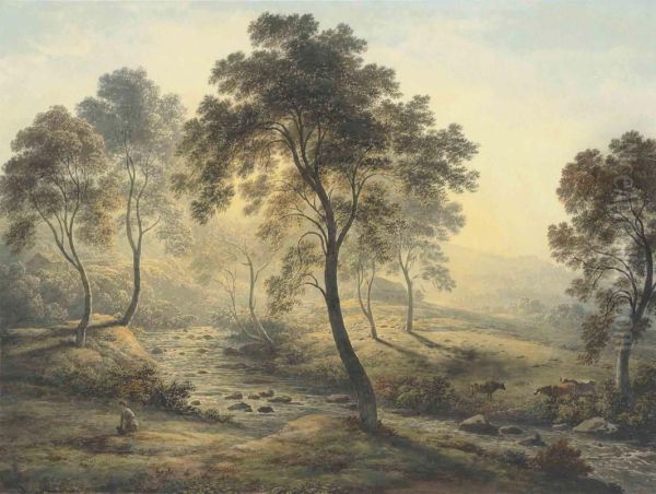 Early Morning Near Loch Katrine In The Trossachs, Scotland Oil Painting by John Glover