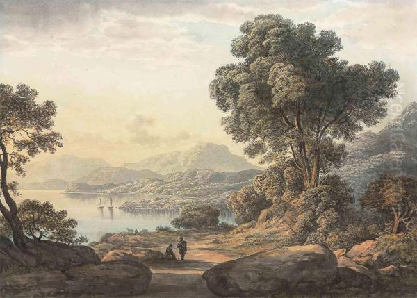 A View In The Lake District, Probably Ullswater Oil Painting by John Glover