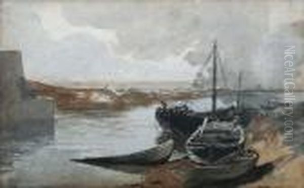 Punts On The Tamar Oil Painting by John Glover