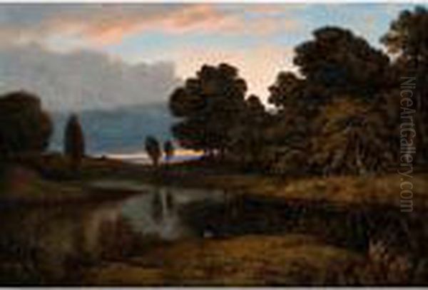 Sun Rise. Shropshire Oil Painting by John Glover