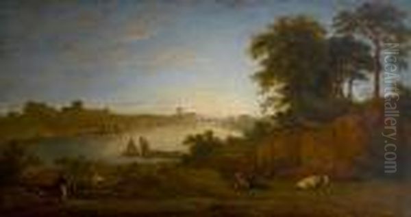 A Prospect Of Chester And The River Dee From The South West Oil Painting by John Glover