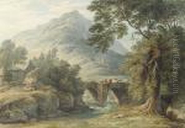 Shaugh Bridge On The River Plym, Devon Oil Painting by John Glover