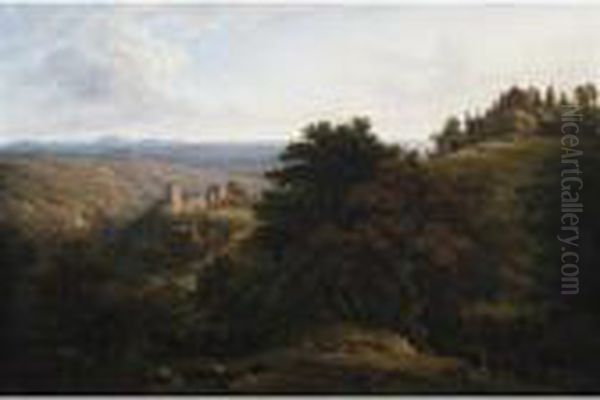 Rosslyn Chapel And Castle, Scotland Oil Painting by John Glover