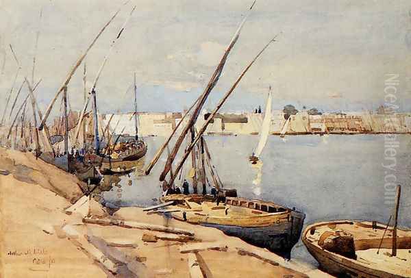 A Harbor In Cairo Oil Painting by Arthur Melville