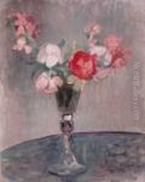 Bouquet De Fleurs Dans Un Vase Oil Painting by Paule Gobillard