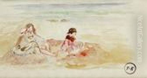 Scene De Plage Oil Painting by Paule Gobillard