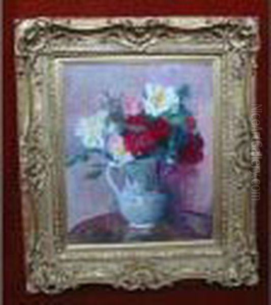 Bouquet De Fleur Dans Le Pichet Enporcelaine Oil Painting by Paule Gobillard