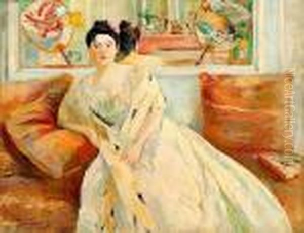 Elegante Aux Eventails Japonais Oil Painting by Paule Gobillard