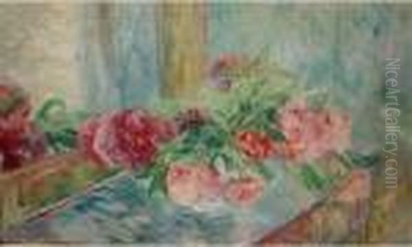 Fleurs Devant Une Glace Oil Painting by Paule Gobillard