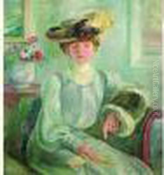 Elegante Au Chapeau Oil Painting by Paule Gobillard