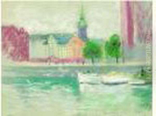 Copenhague, Vue A La Bouee Oil Painting by Paule Gobillard