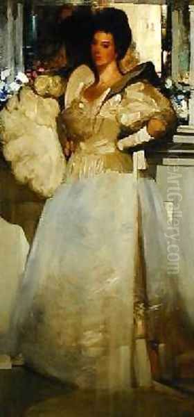 Opal and Grey Portrait of Miss Rachel White 1897 Oil Painting by Arthur Melville