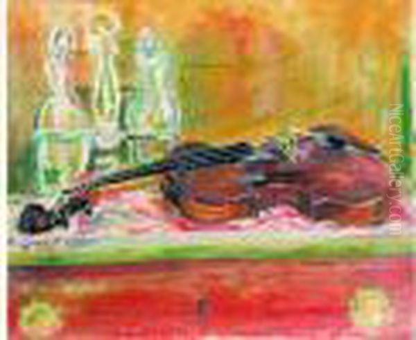 Nature Morte Au Violon Oil Painting by Paule Gobillard