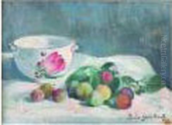 Nature Morte Aux Prunes Et A La Jatte Oil Painting by Paule Gobillard