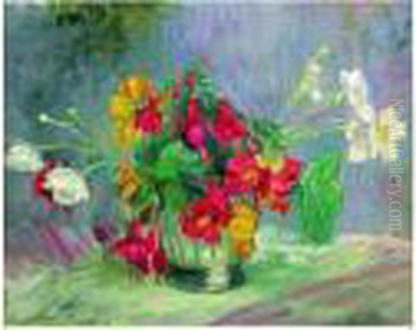 Nature Morte Aux Fuschias Oil Painting by Paule Gobillard